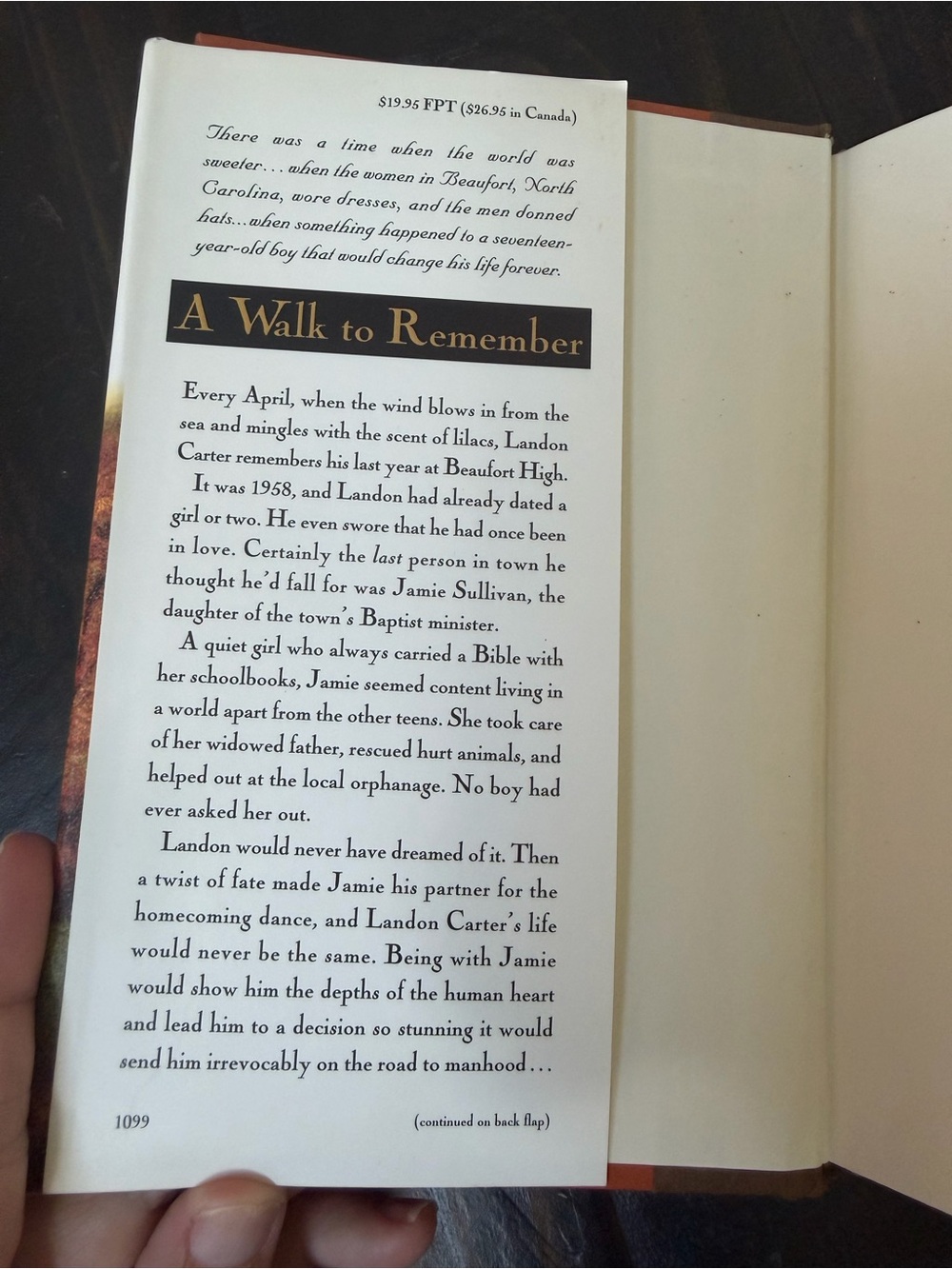 Walk to Remember by Nicholas Sparks 1999 Hardcover First Edition, 5th Printing - Picture 5 of 7